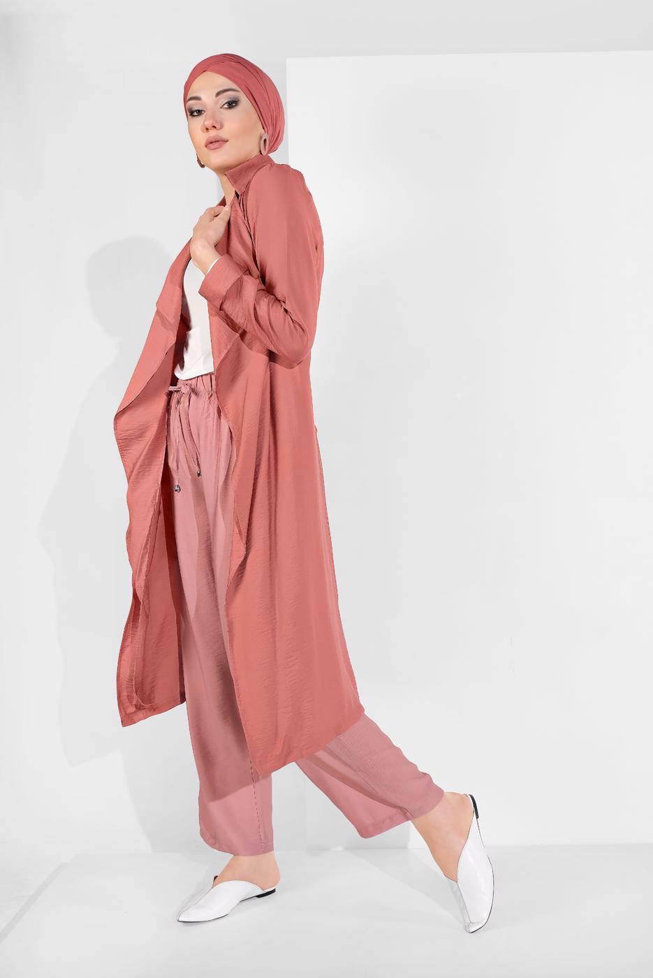 Hijab clothing ORANGE BELTED OPEN-FRONT JACKET 1875 