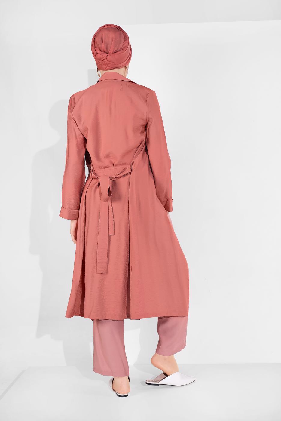 Hijab clothing ORANGE BELTED OPEN-FRONT JACKET 1875 
