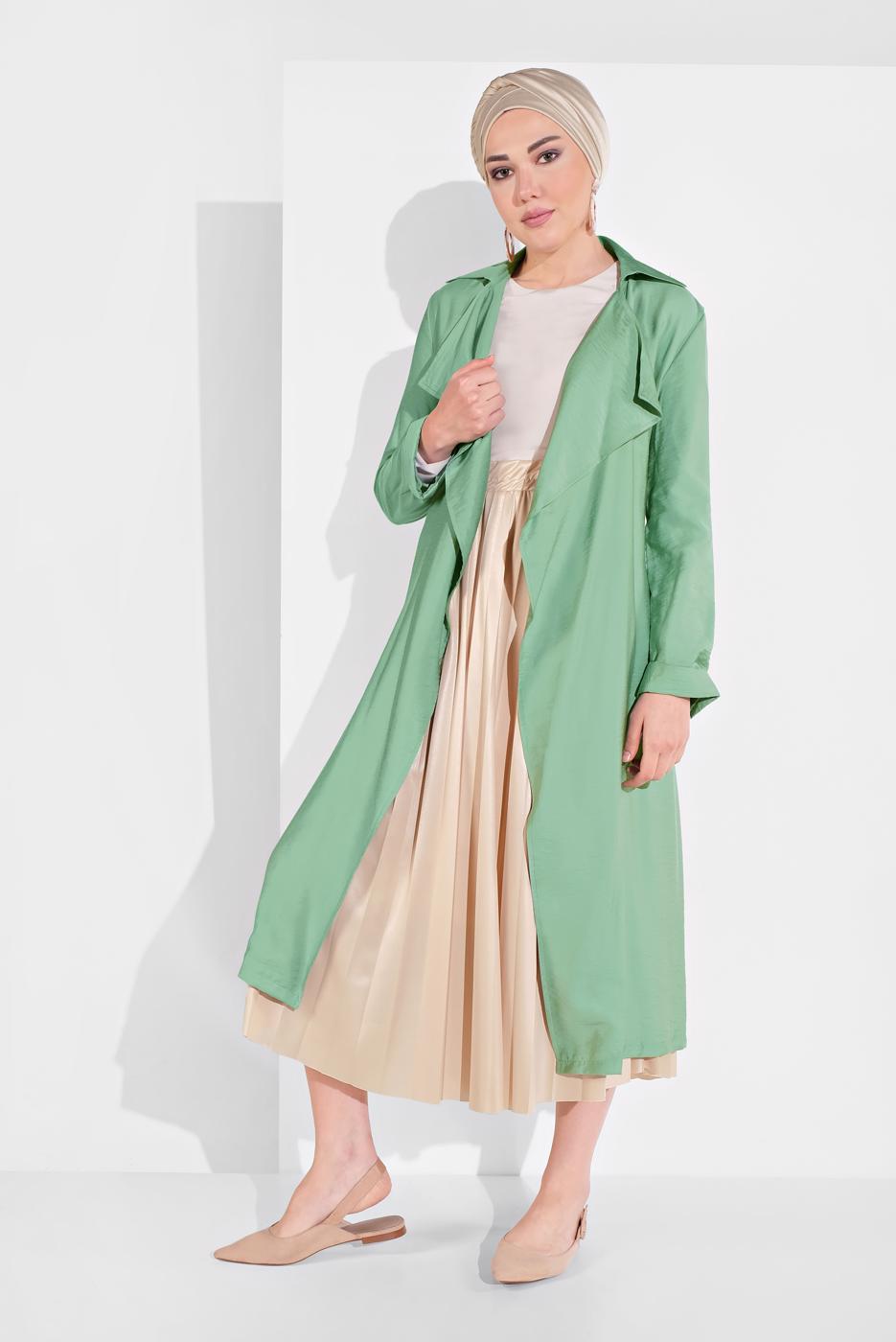Tesettür giyim YEŞİL KUŞAKLI GİYÇIK 1875