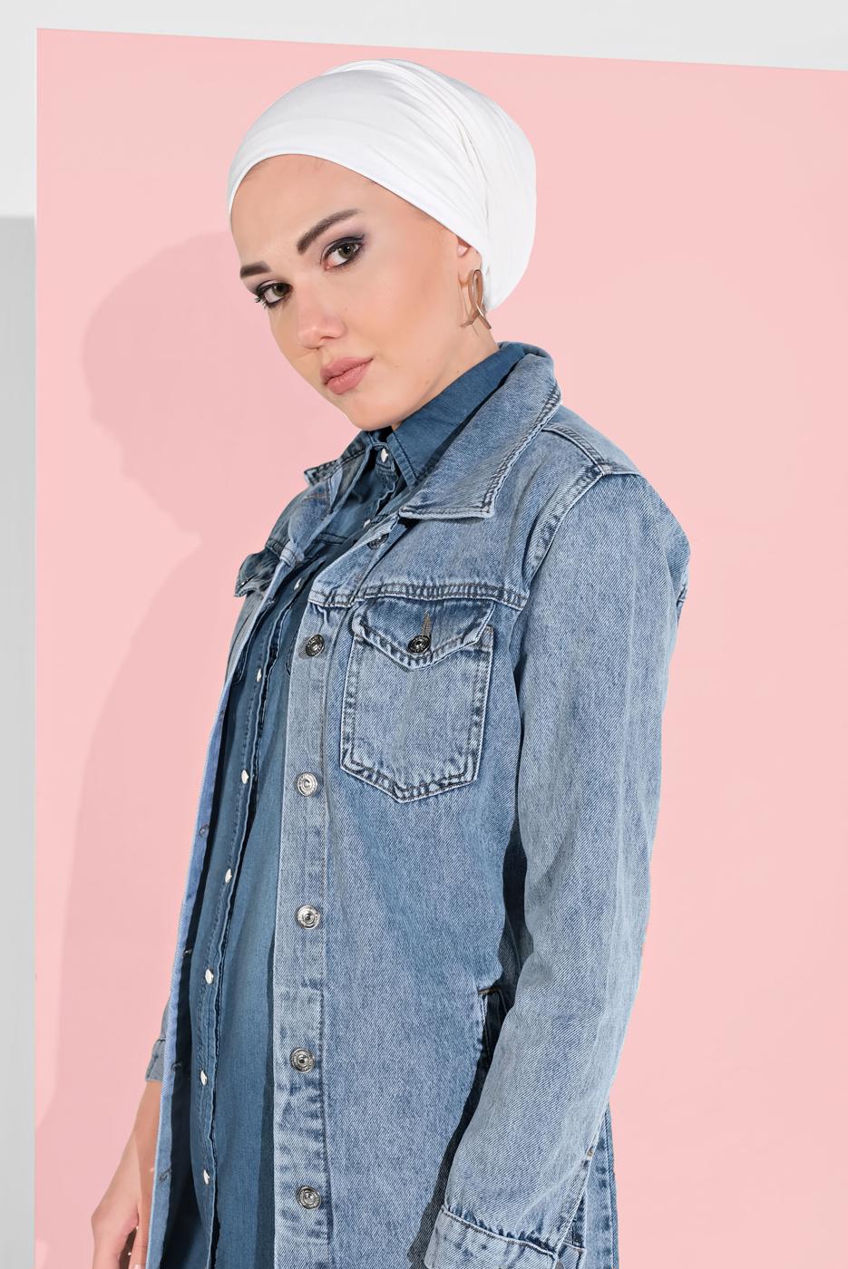 Vêtements hijab BLEU MARINE VESTE JEAN EN COTON 3260 