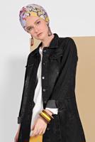 Tesettür giyim SİYAH ESKİTME DETAYLI DENİM CEKET 3302