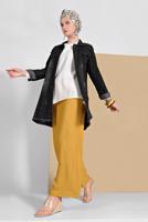 Tesettür giyim SİYAH ESKİTME DETAYLI DENİM CEKET 3302