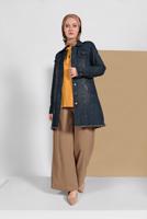 Tesettür giyim LACİVERT ESKİTME DETAYLI DENİM CEKET 3302