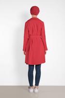 Tesettür giyim KIRMIZI ALVİNA DÜĞMELİ CEPLİ TRENÇKOT 4057