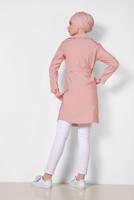 Tesettür giyim PUDRA ALVİNA DÜĞMELİ CEPLİ TRENÇKOT 4057
