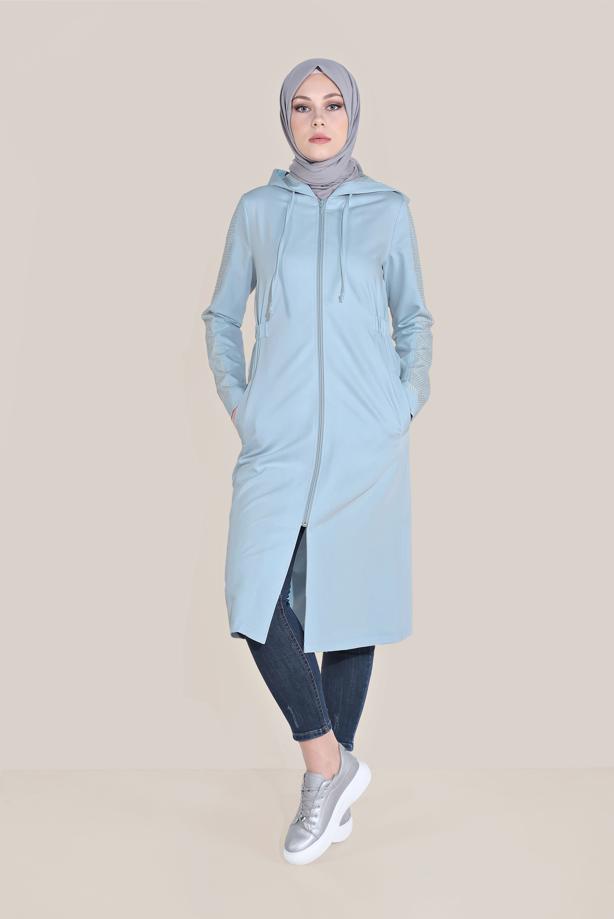 Vêtements hijab BLEU ALVİNA VESTE EN MAILLE 40666 - TRENDTESETTÜR
