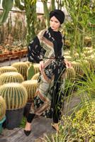 Tesettür giyim EKRU ALVİNA DESENLİ KUŞAKLI KİMONO 4089