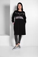 Tesettür giyim SİYAH  GÜMÜŞ DETAYLI EŞOFMAN CEKET 4206