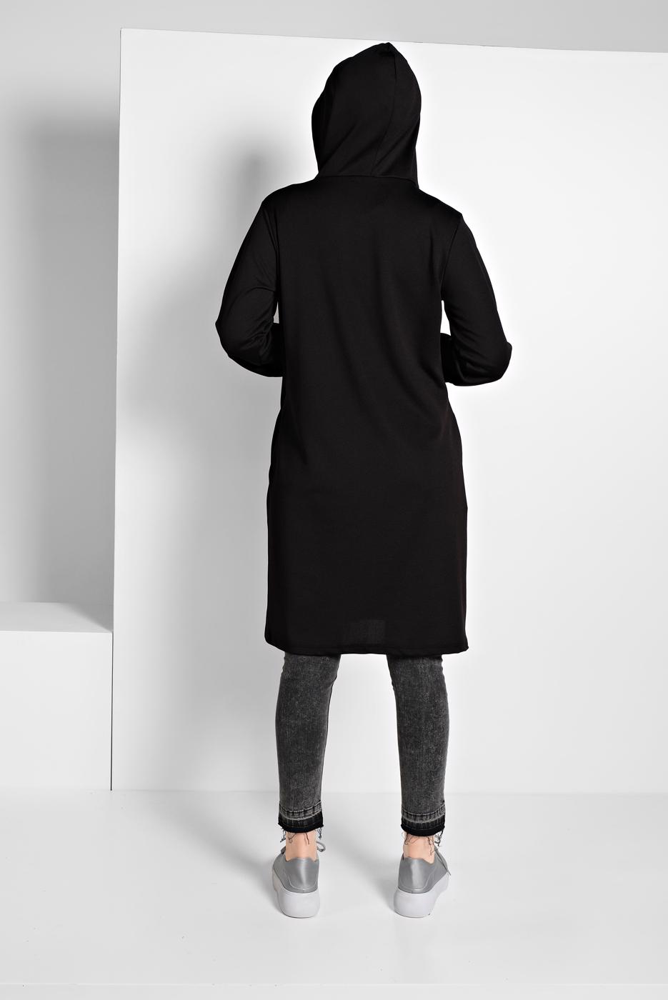 Tesettür giyim SİYAH  GÜMÜŞ DETAYLI EŞOFMAN CEKET 4206