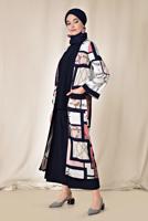 Tesettür giyim PUDRA DESENLİ CEPLİ KİMONO 4921