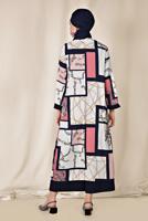 Tesettür giyim PUDRA DESENLİ CEPLİ KİMONO 4921