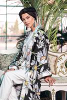 Tesettür giyim SİYAH ALVİNA ÇİÇEK DESENLİ KİMONO 4934