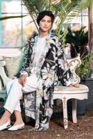 Tesettür giyim SİYAH ALVİNA ÇİÇEK DESENLİ KİMONO 4934