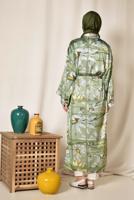 Tesettür giyim YEŞİL ALVİNA ÇİÇEK DESENLİ KİMONO 4934