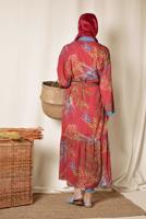 Tesettür giyim KIRMIZI ALVİNA MİX DESENLİ KİMONO 4958