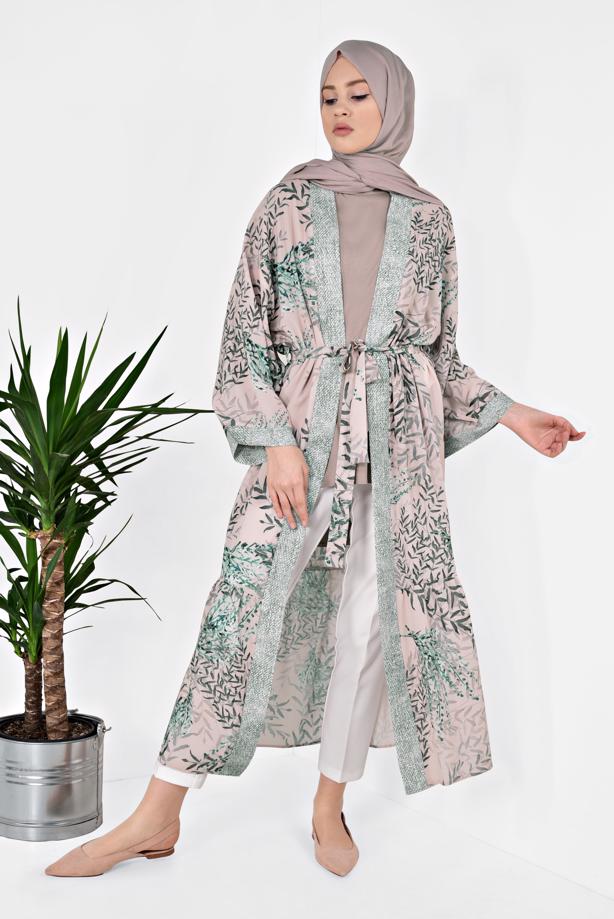 Vêtements hijab POUDRE ALVINA KIMONO À DESSINS 4958 - TRENDTESETTÜR