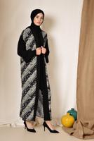 Tesettür giyim SİYAH ALVİNA LEOPAR DESENLİ KİMONO 4959