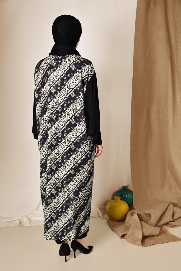 Vêtements hijab NOIR ALVINA KIMONO IMPRIMÉ 4959  - TRENDTESETTÜR