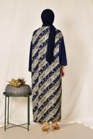 Tesettür giyim LACİVERT ALVİNA LEOPAR DESENLİ KİMONO 4959