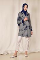 Tesettür giyim SİYAH ALVİNA EKOSE ÇİÇEK DESENLİ KLASİK CEKET 4961