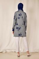 Tesettür giyim SİYAH ALVİNA EKOSE ÇİÇEK DESENLİ KLASİK CEKET 4961