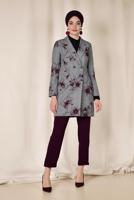 Tesettür giyim SİYAH ALVİNA EKOSE ÇİÇEK DESENLİ KLASİK CEKET 4961