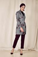 Tesettür giyim SİYAH ALVİNA EKOSE ÇİÇEK DESENLİ KLASİK CEKET 4961