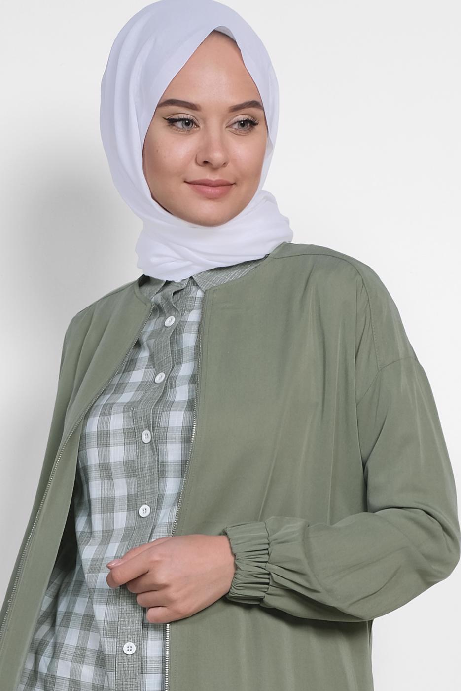 Hijab clothing KHAKI ALVINA SMOCKED-WAIST JACKET 4972