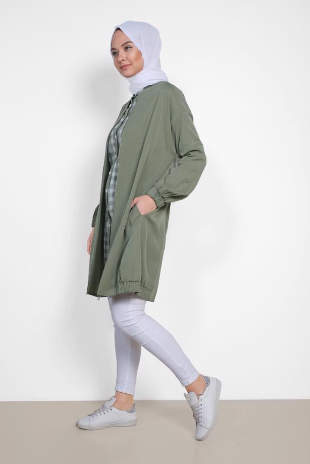 Vêtements hijab KAKI ALVINA VESTE TAILLE À SMOCKS 4972  - TRENDTESETTÜR