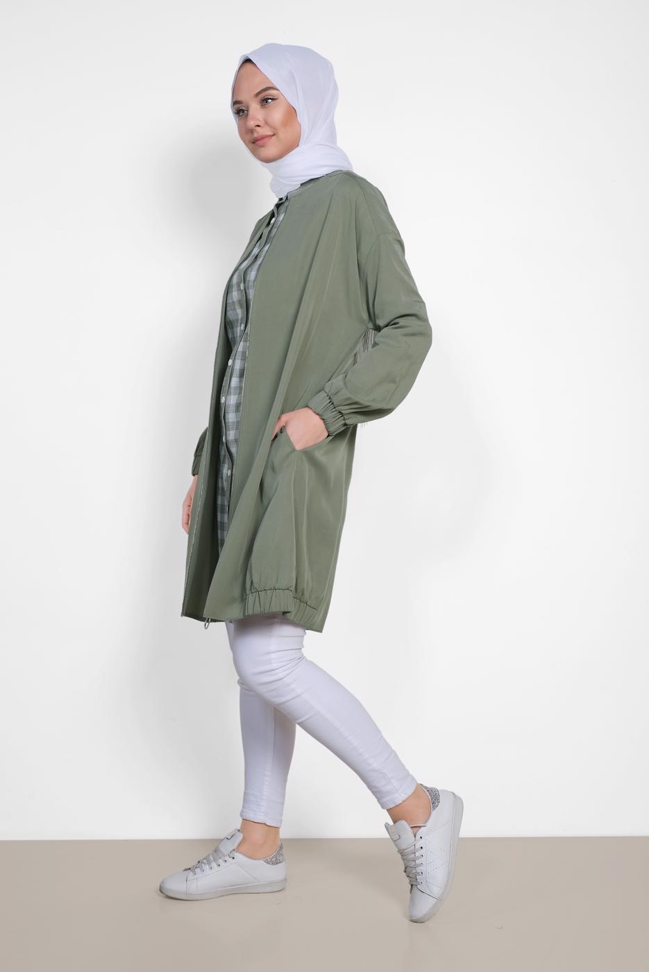 Hijab clothing KHAKI ALVINA SMOCKED-WAIST JACKET 4972