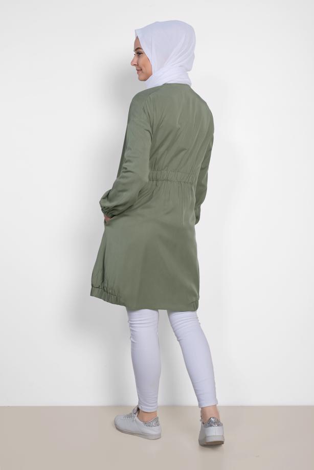 Vêtements hijab KAKI ALVINA VESTE TAILLE À SMOCKS 4972  - TRENDTESETTÜR