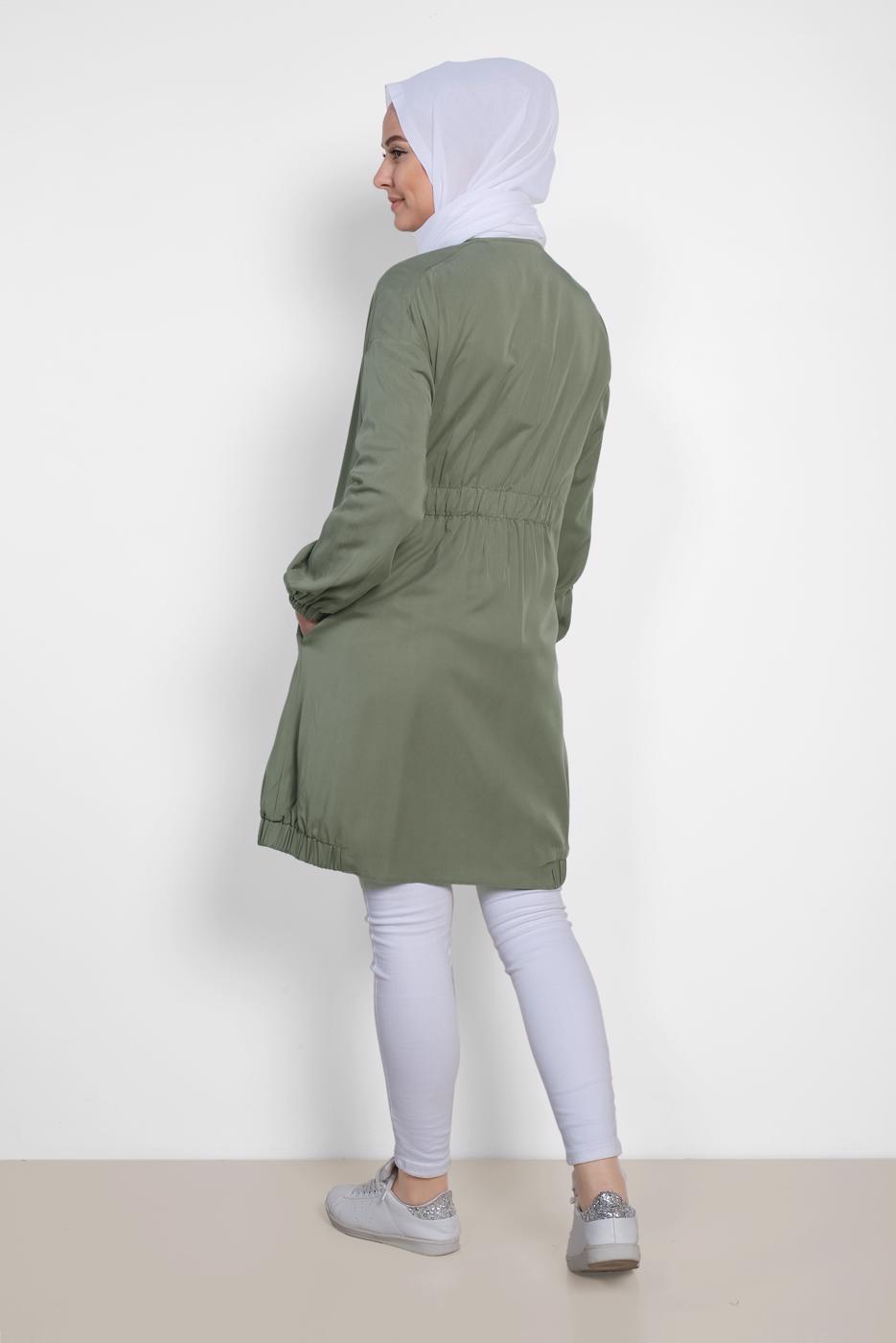 Hijab clothing KHAKI ALVINA SMOCKED-WAIST JACKET 4972