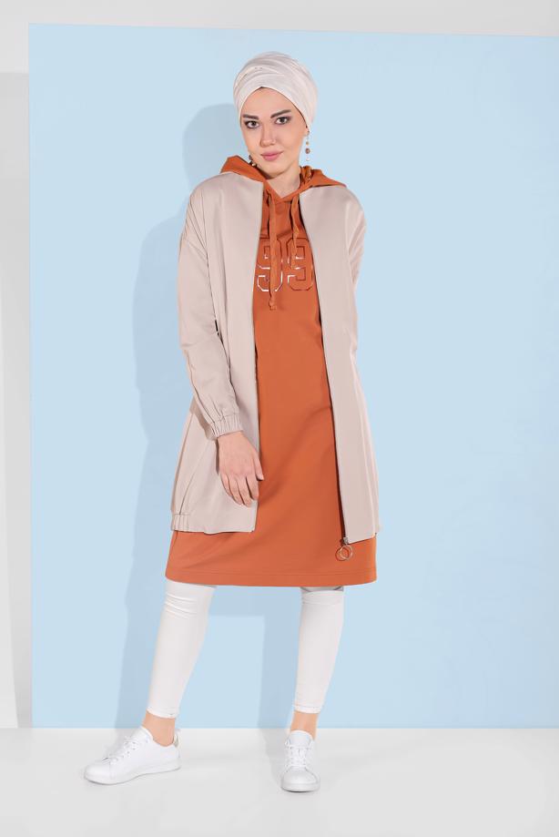 Vêtements hijab BEIGE ALVINA VESTE TAILLE À SMOCKS 4972  - TRENDTESETTÜR