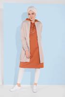 Tesettür giyim BEJ ALVİNA BELİ BÜZGÜLÜ GİYÇIK 4972