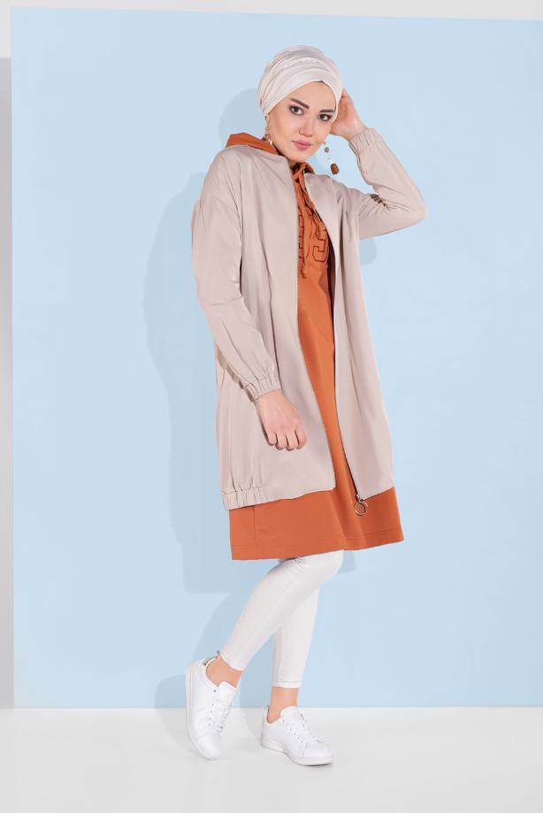 Vêtements hijab BEIGE ALVINA VESTE TAILLE À SMOCKS 4972  - TRENDTESETTÜR