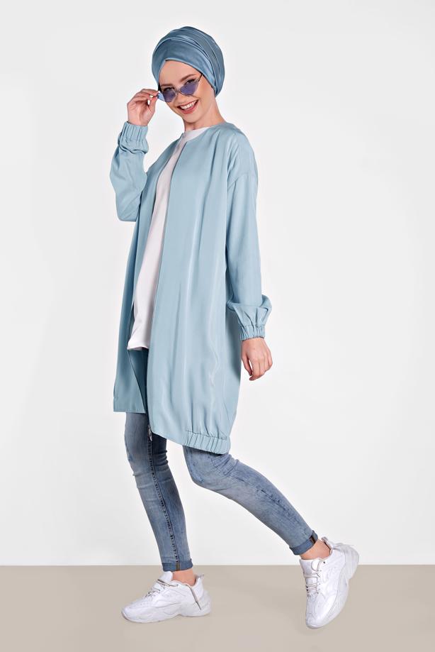 Vêtements hijab BLEU ALVINA VESTE TAILLE À SMOCKS 4972  - TRENDTESETTÜR