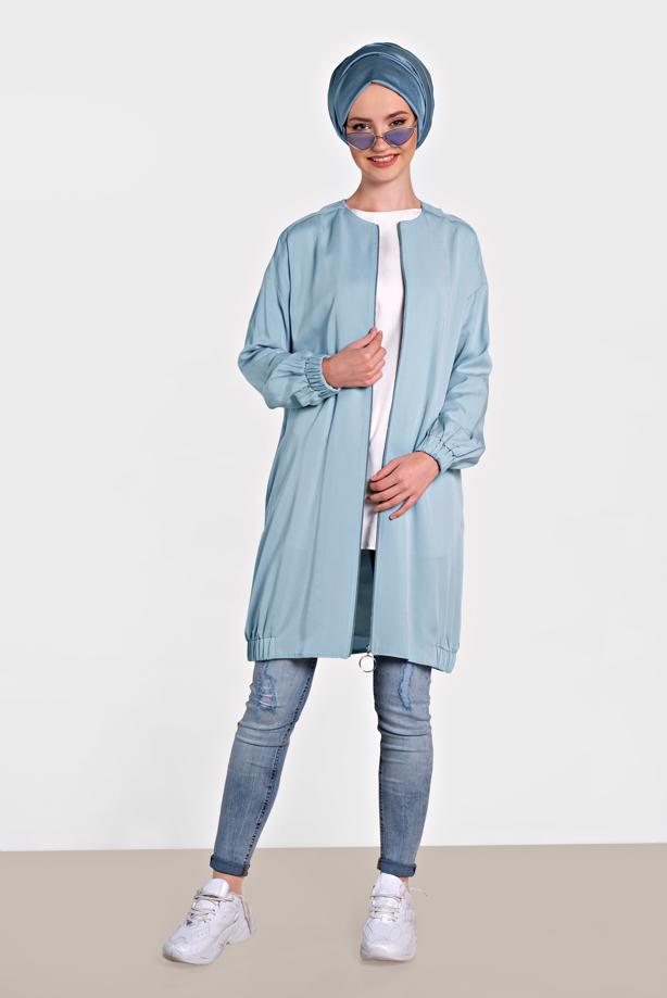 Vêtements hijab BLEU ALVINA VESTE TAILLE À SMOCKS 4972  - TRENDTESETTÜR