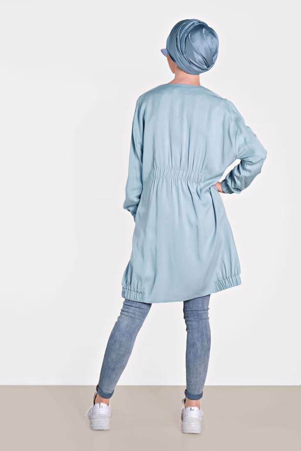 Vêtements hijab BLEU ALVINA VESTE TAILLE À SMOCKS 4972  - TRENDTESETTÜR