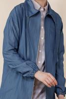 Tesettür giyim LACİVERT ALVİNA ETEK UCU BÜZGÜ BAĞCIKLI TRENÇKOT 4984