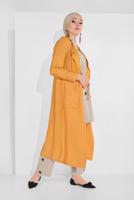 Tesettür giyim TURUNCU BELDEN BÜZGÜLÜ CEPLİ GİYÇIK 5275