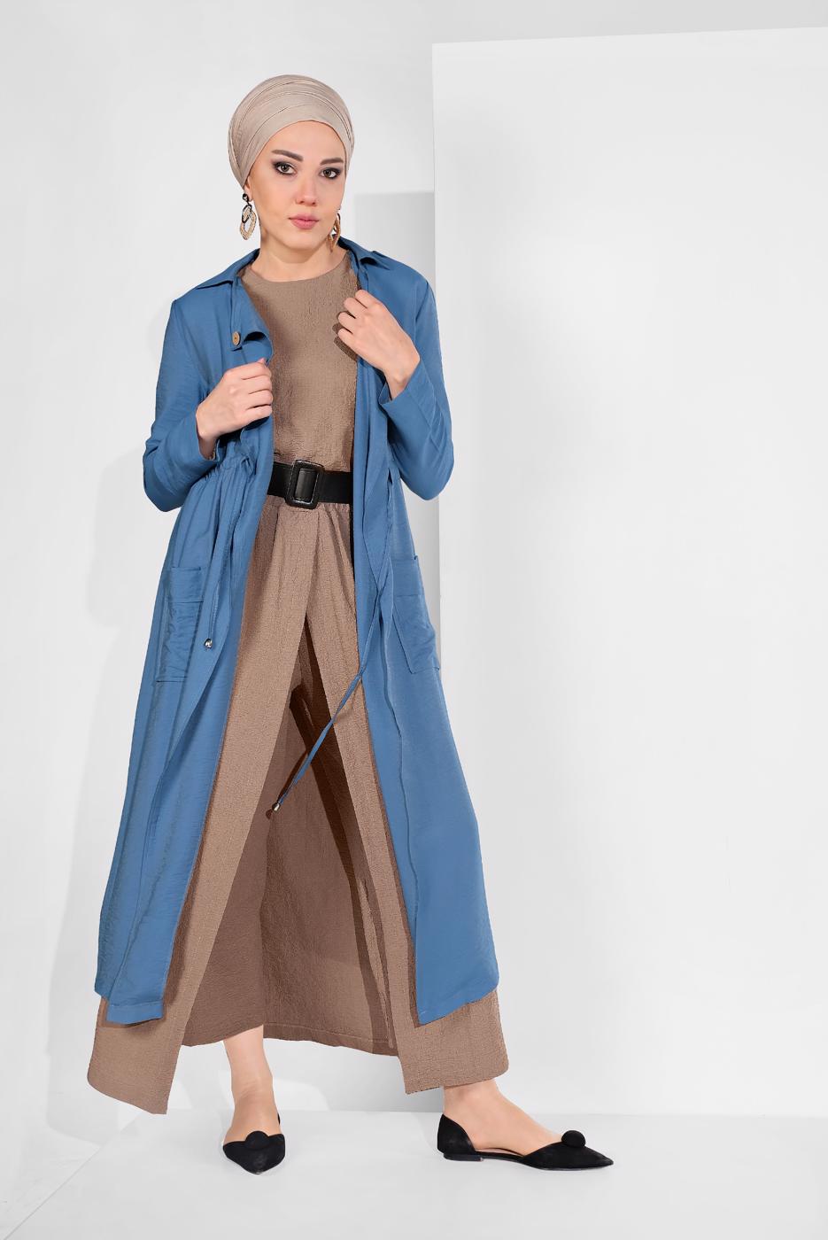 Vêtements hijab BLEU MARINE VESTE TAILLE À SMOCKS 5275 