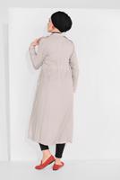 Tesettür giyim BEJ BELDEN BÜZGÜLÜ CEPLİ GİYÇIK 5275