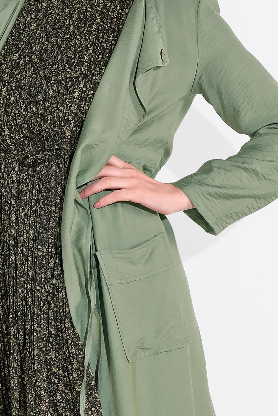 Tesettür giyim YEŞİL BELDEN BÜZGÜLÜ CEPLİ GİYÇIK 5275
