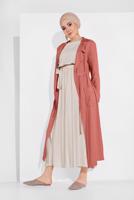 Tesettür giyim PEMBE BELDEN BÜZGÜLÜ CEPLİ GİYÇIK 5275