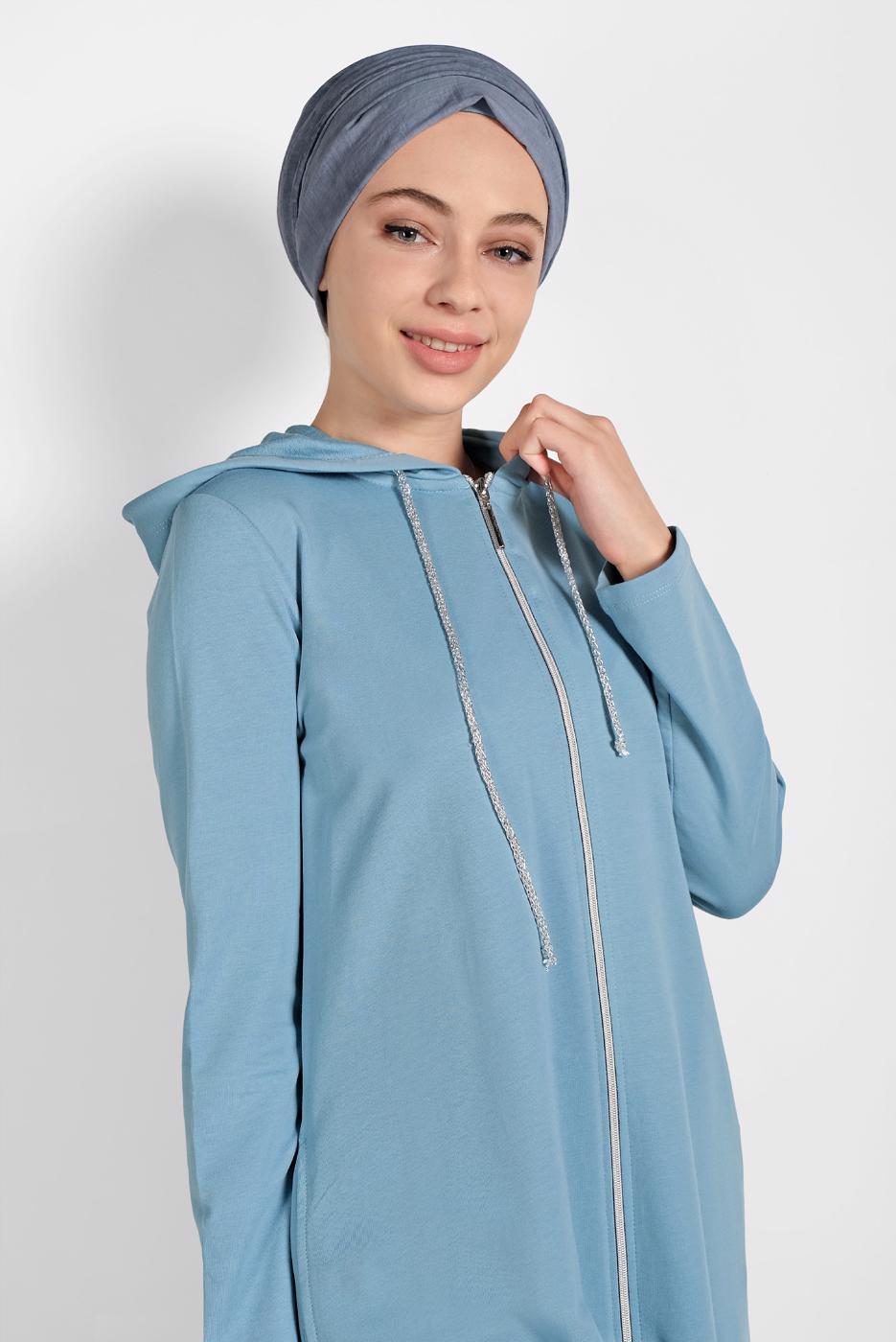 Hijab clothing BLUE ZIPPED SPORT JACKET 5329 