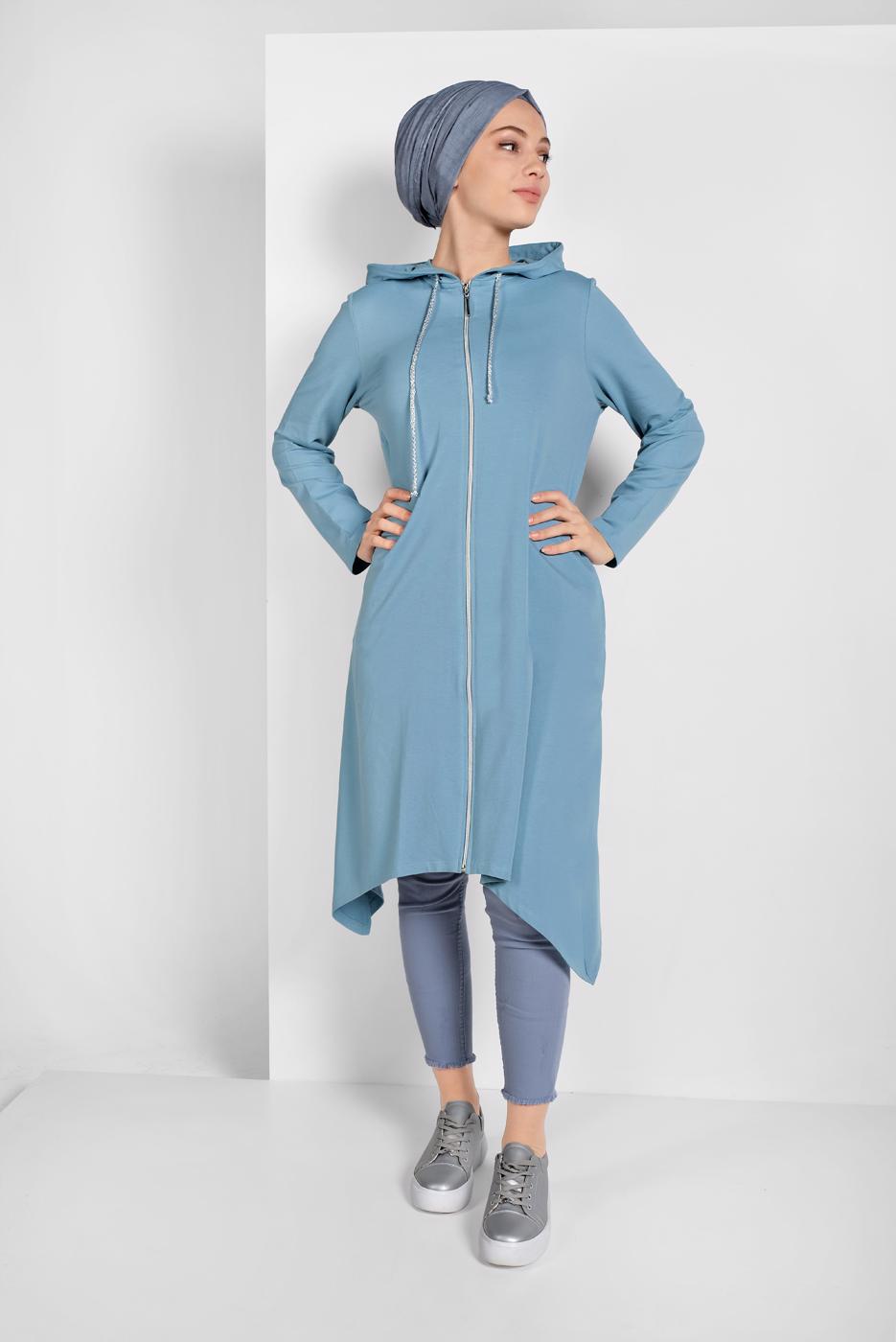 Hijab clothing BLUE ZIPPED SPORT JACKET 5329 