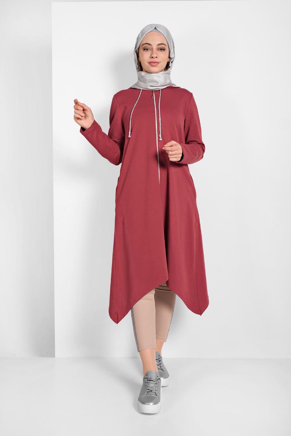 Vêtements hijab BRUN VESTE SPORT ZIPPÉE 5329
