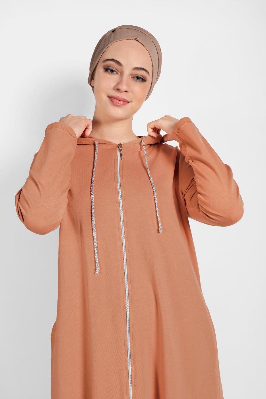Tesettür giyim KAHVE FERMUARLI EŞOFMAN CEKET 5329