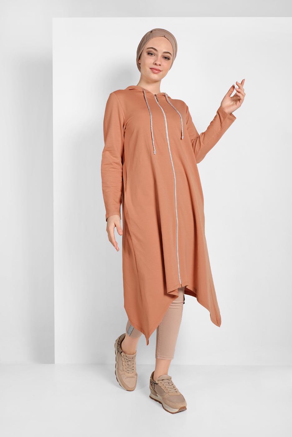 Tesettür giyim KAHVE FERMUARLI EŞOFMAN CEKET 5329