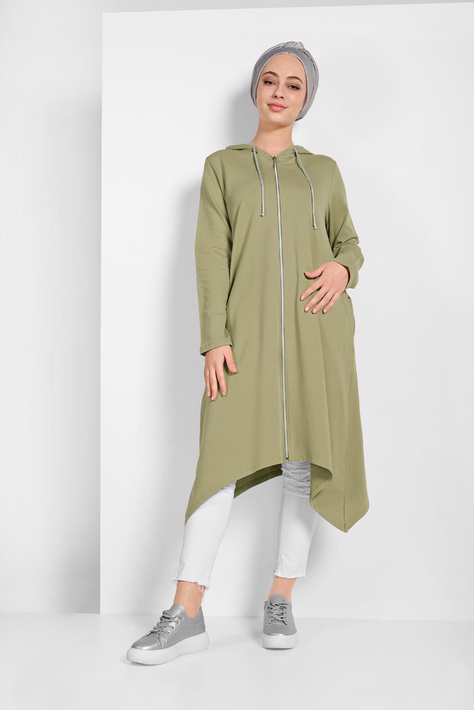 Hijab clothing GREEN ZIPPED SPORT JACKET 5329 